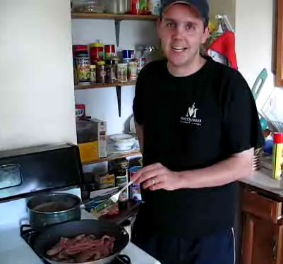 Photo of Bryan pretending to cook