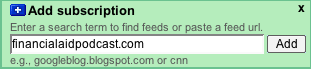 screen capture from Google Reader