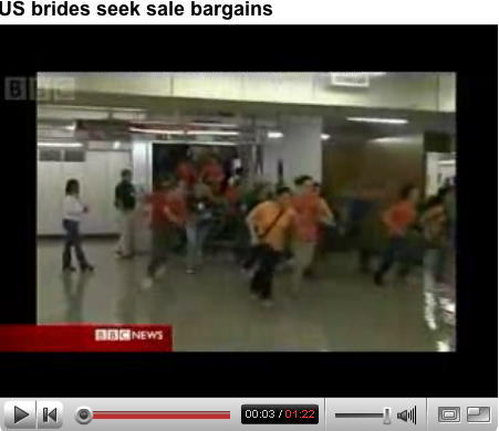 screenshot of YouTube video of the running of the Boston brides