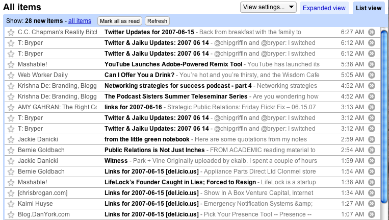 snapshot off my RSS inbox